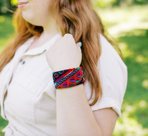 Geometric Huipil Large Embroidered Cuff