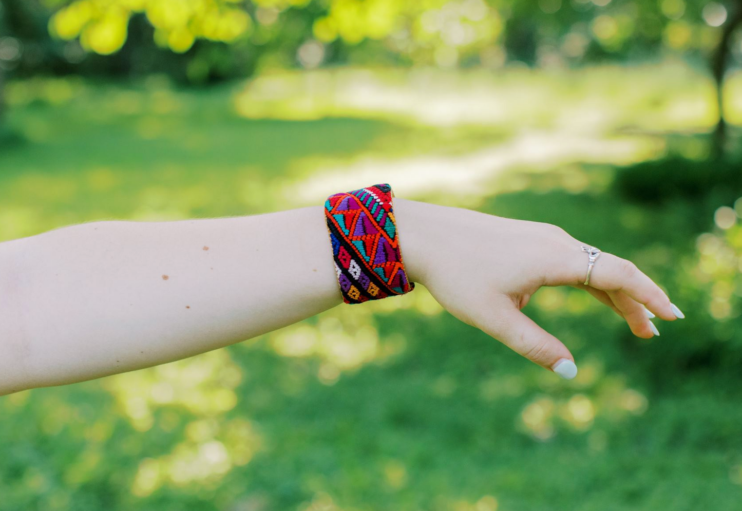 Geometric Huipil Large Embroidered Cuff
