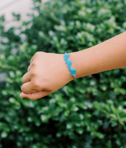 Triple Heart Beaded Bracelet-Marina Blue