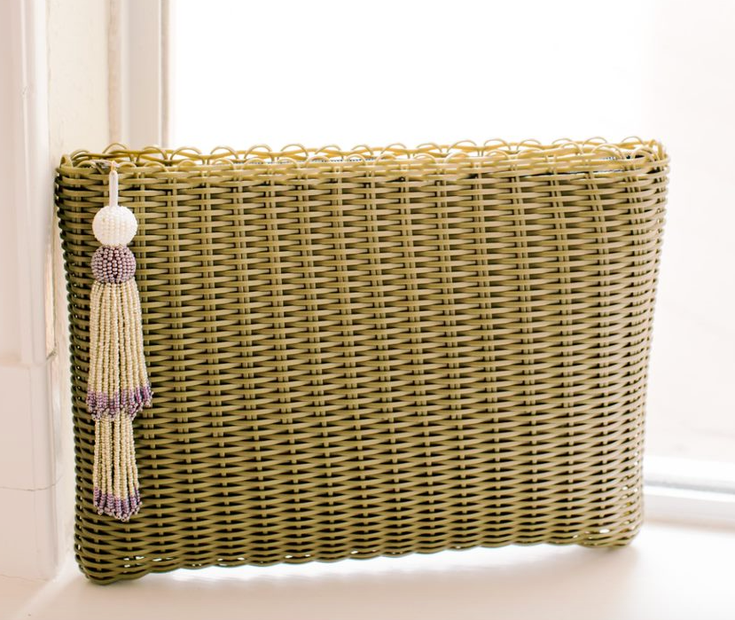 Large Clutch with Beaded Tassle