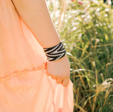 Tabitha Cuff Bracelet- Black and White Chevron