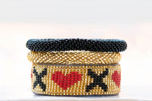 Crochet Beaded Bracelet- Black